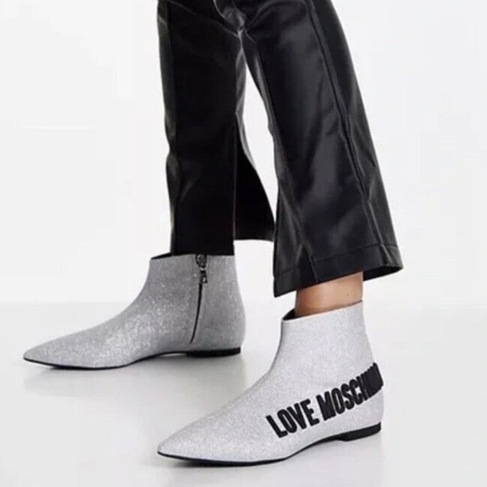 Love Moschino Glitter Argento Ankle Boots